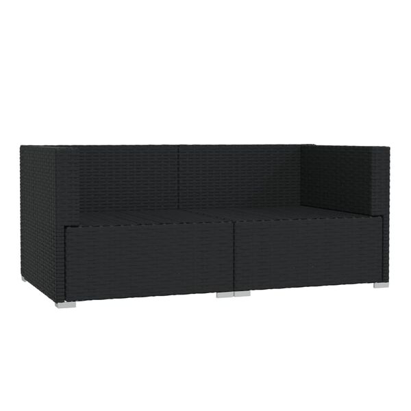 vidaXL 2-Seater Sofa with Cushions Black Poly Rattan