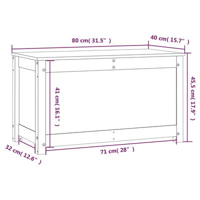 vidaXL Storage Box White 80x40x45.5 cm Solid Wood Pine