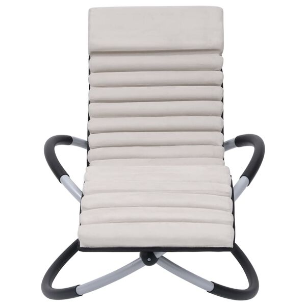 vidaXL Outdoor Sun Lounger with Cushion Steel Cream