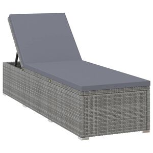 vidaXL Sun Lounger with Cushion Poly Rattan Grey