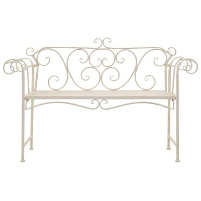 vidaXL Garden Bench 132 cm Metal Antique White