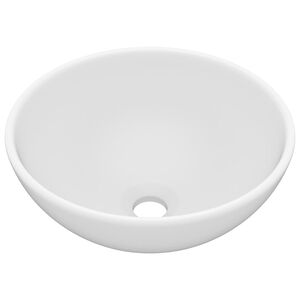 vidaXL Luxury Bathroom Basin Round Matt White 32.5x14 cm Ceramic