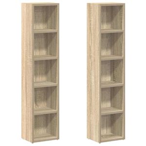 vidaXL CD Cabinet | Set of 2 | Sonoma oak | Engineered wood | Tall | CD Cabinet