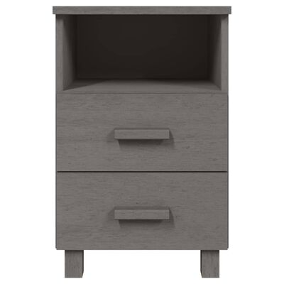 vidaXL Bedside Cabinets HAMAR 2 pcs Light Grey 40x35x62 cm Solid Wood