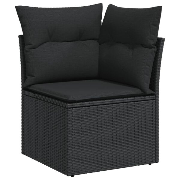 vidaXL 14 Piece Garden Sofa Set with Cushions Black Poly Rattan