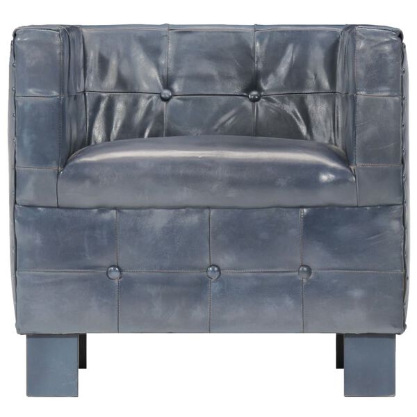 vidaXL Tub Chair Grey Real Leather