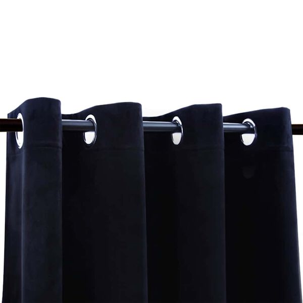 vidaXL Blackout Curtains with Rings 2 pcs Velvet Black 140x175 cm