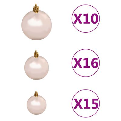 vidaXL Artificial Pre-lit Christmas Tree with Ball Set White 210 cm PVC