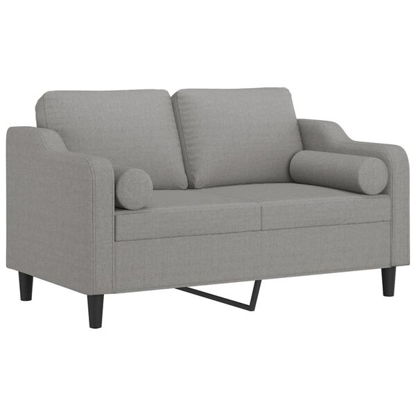 vidaXL 2-Seater Sofa with Pillows&Cushions Light Grey 120 cm Fabric