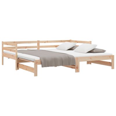 vidaXL Pull-out Day Bed without Mattress Solid Wood Pine 2x(90x200) cm