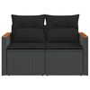 vidaXL Garden Sofa with Cushions 2-Seater Black Poly Rattan