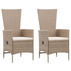 vidaXL Garden Chair | Set of 2 | Beige | PE Rattan | Standard