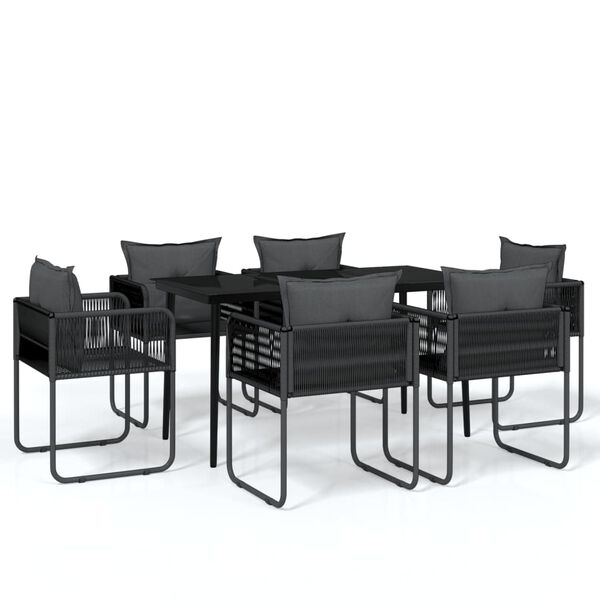 vidaXL 7 Piece Garden Dining Set Black