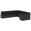 vidaXL 10 Piece Garden Sofa Set with Cushions Black Poly Rattan
