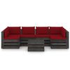 vidaXL 7 Piece Garden Lounge Set with Cushions Grey Impregnated Wood