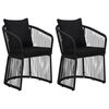 vidaXL Garden Chairs 2 pcs with Cushions and Pillows PVC Rattan Black