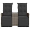 vidaXL Reclining Garden Sofa 2-Seater with Table Grey Poly Rattan