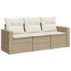 vidaXL 3 Piece Garden Sofa Set with Cushions Beige Poly Rattan