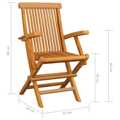 vidaXL Garden Chairs with Blue Cushions 2 pcs Solid Teak Wood
