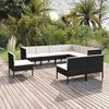 vidaXL 9 Piece Garden Lounge Set with Cushions Poly Rattan Black