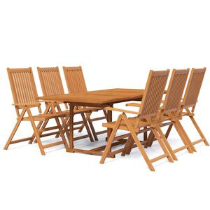 vidaXL 7 Piece Garden Dining Set Solid Wood Acacia 150-200 cm