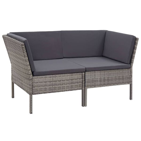 vidaXL 6 Piece Garden Lounge Set with Cushions Poly Rattan Grey