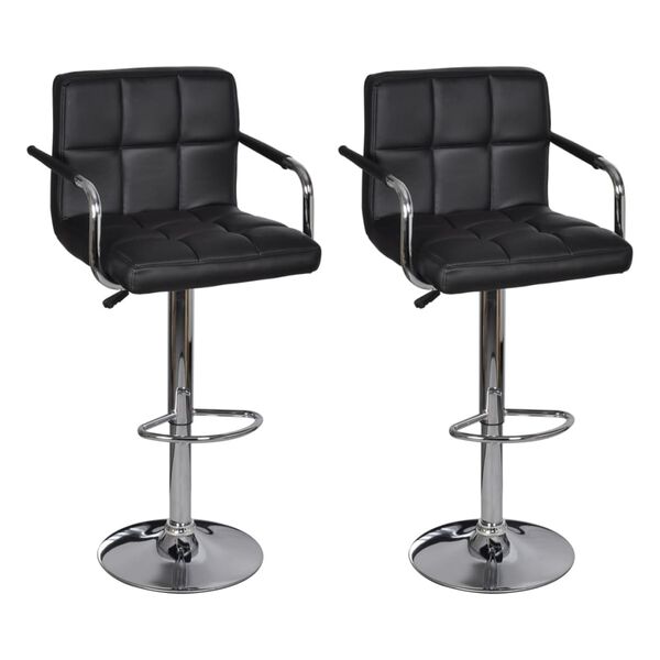 vidaXL Bar Stools 2 pcs Black Faux Leather