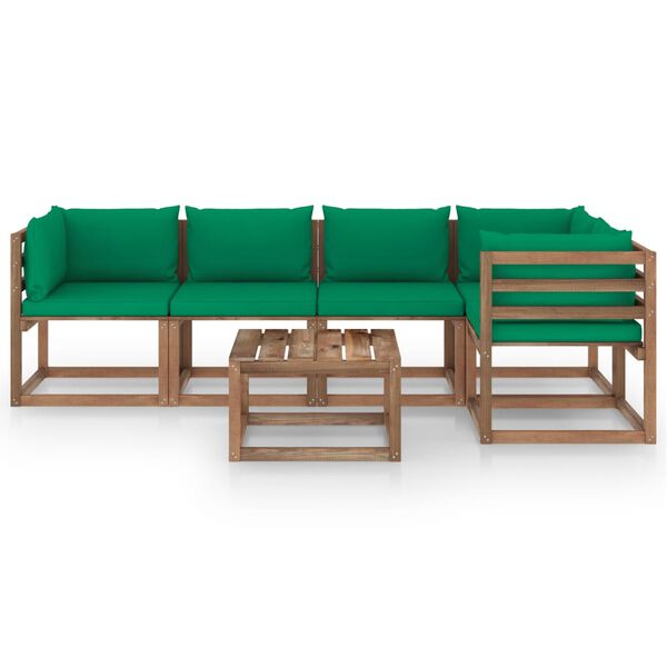 vidaXL 6 Piece Garden Pallet Lounge Set with Cushions Impregnated Pinewood