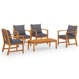 vidaXL 5 Piece Garden Lounge Set with Cushion Solid Acacia Wood