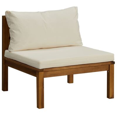vidaXL 3-Seater Garden Sofa with Cream Cushion Solid Acacia Wood