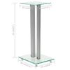 vidaXL Speaker Stands 2 pcs Tempered Glass 2 Pillars Design Silver
