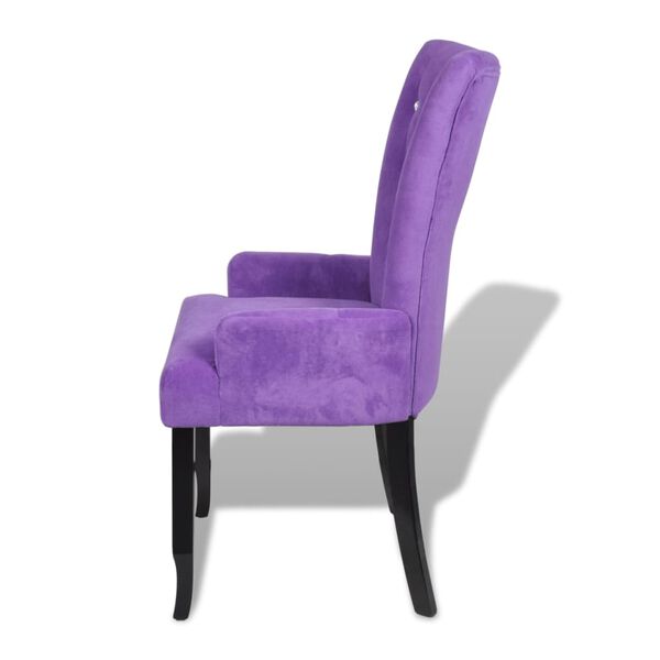 vidaXL Dining Chair with Armrests Purple Velvet
