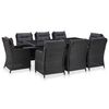vidaXL 9 Piece Outdoor Dining Set Poly Rattan Black