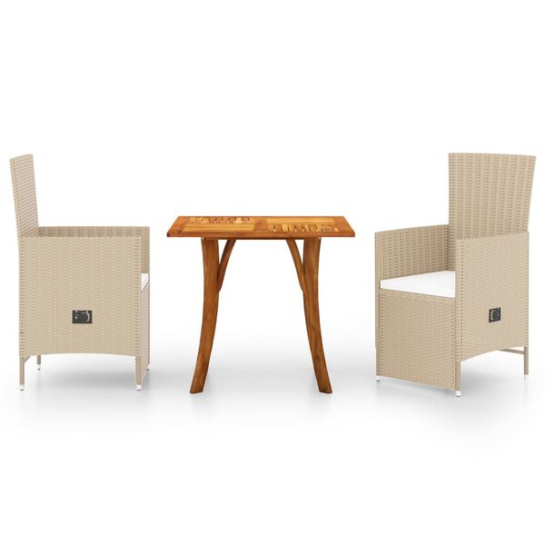 vidaXL 3 Piece Garden Dining Set Beige