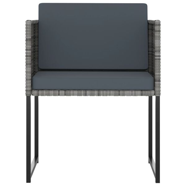 vidaXL 9 Piece Garden Dining Set with Cushions Poly Rattan Grey