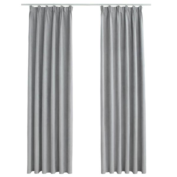 vidaXL Blackout Curtains with Hooks 2 pcs Grey 140x225 cm