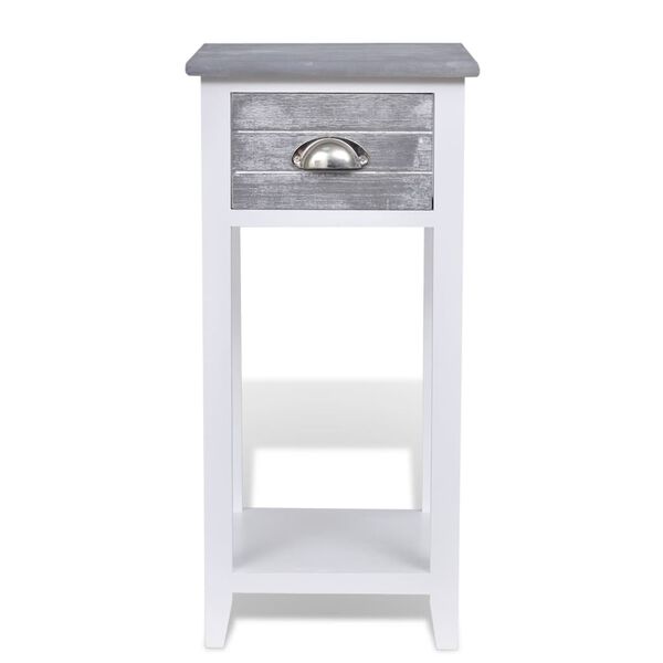 vidaXL Nightstand with 1 Drawer Grey and White