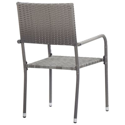vidaXL Outdoor Dining Chairs 2 pcs Poly Rattan Grey