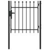 vidaXL Fence Gate Single Door with Spike Top Steel 1x1 m Black
