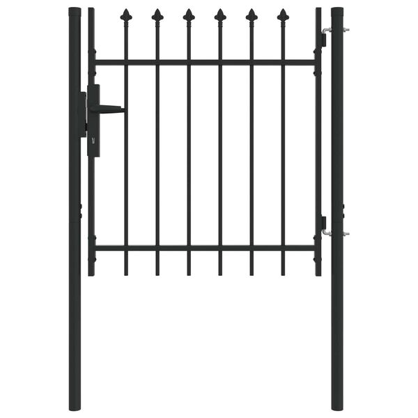 vidaXL Fence Gate Single Door with Spike Top Steel 1x1 m Black