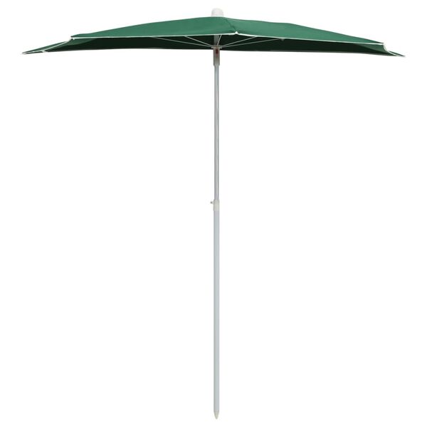 vidaXL Garden Half Parasol with Pole 180x90 cm Green