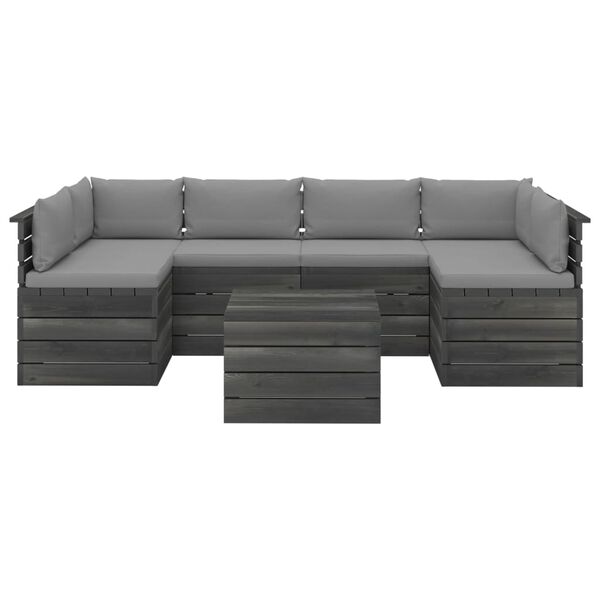 vidaXL 7 Piece Garden Pallet Lounge Set with Cushions Solid Pinewood