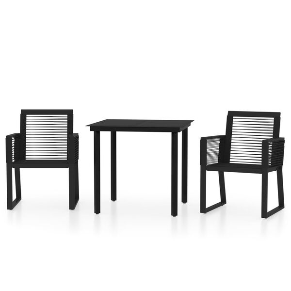 vidaXL 3 Piece Garden Dining Set Black