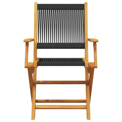 vidaXL Garden Chairs 2 pcs Black Solid Wood Acacia and Polypropylene