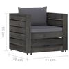 vidaXL 8 Piece Garden Lounge Set with Cushions Grey Impregnated Wood