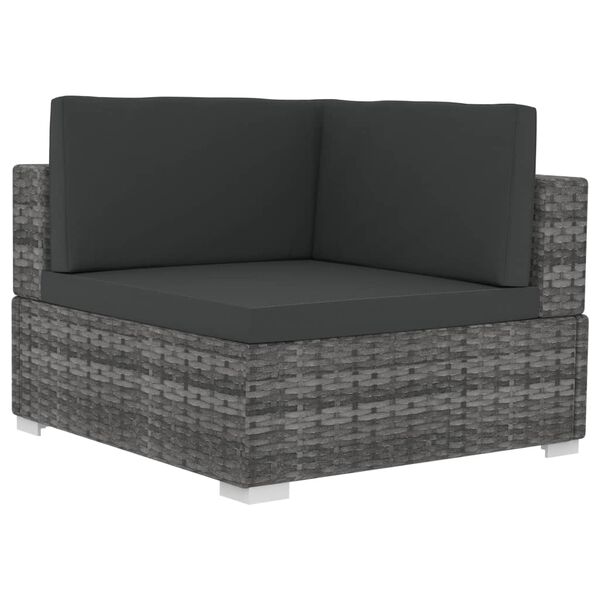 vidaXL Sectional Corner Chairs 2 pcs with Cushions Poly Rattan Grey
