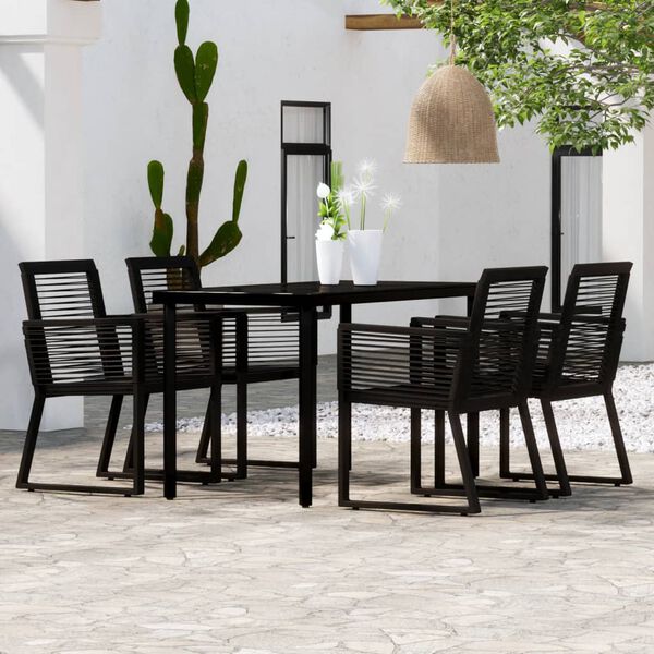 vidaXL 5 Piece Garden Dining Set Black