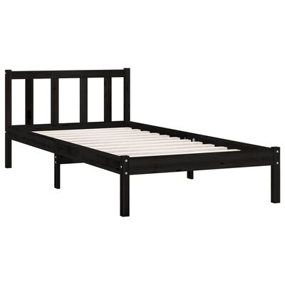 vidaXL Bed Frame Black Solid Pinewood 90x200 cm