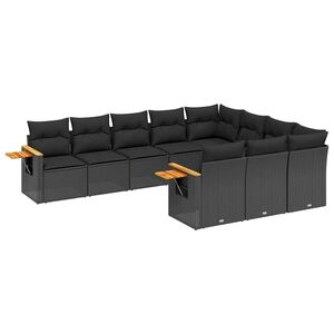 vidaXL Patio Sofa Set 10-Seaters Black