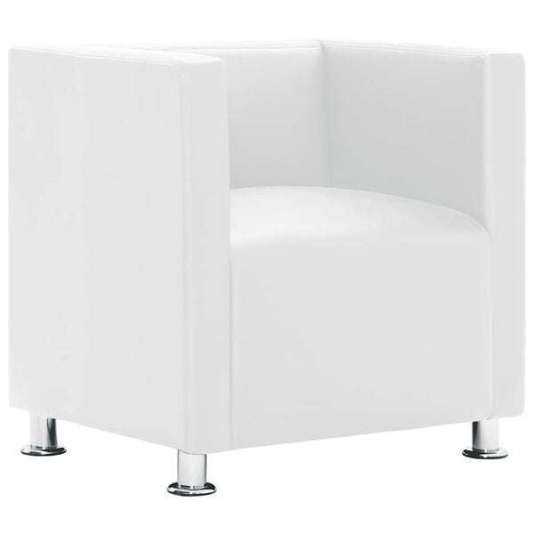 vidaXL Cube Armchair White Faux Leather